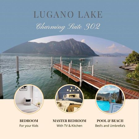 ביסונה Luganersee, Pool, Strand, Parkplatz, Suite מראה חיצוני תמונה