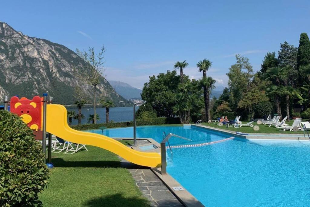 ביסונה Luganersee, Pool, Strand, Parkplatz, Suite מראה חיצוני תמונה